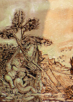 verre peint � la grisaille