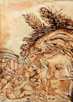 verre peint � la grisaille
