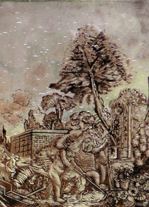 verre peint � la grisaille